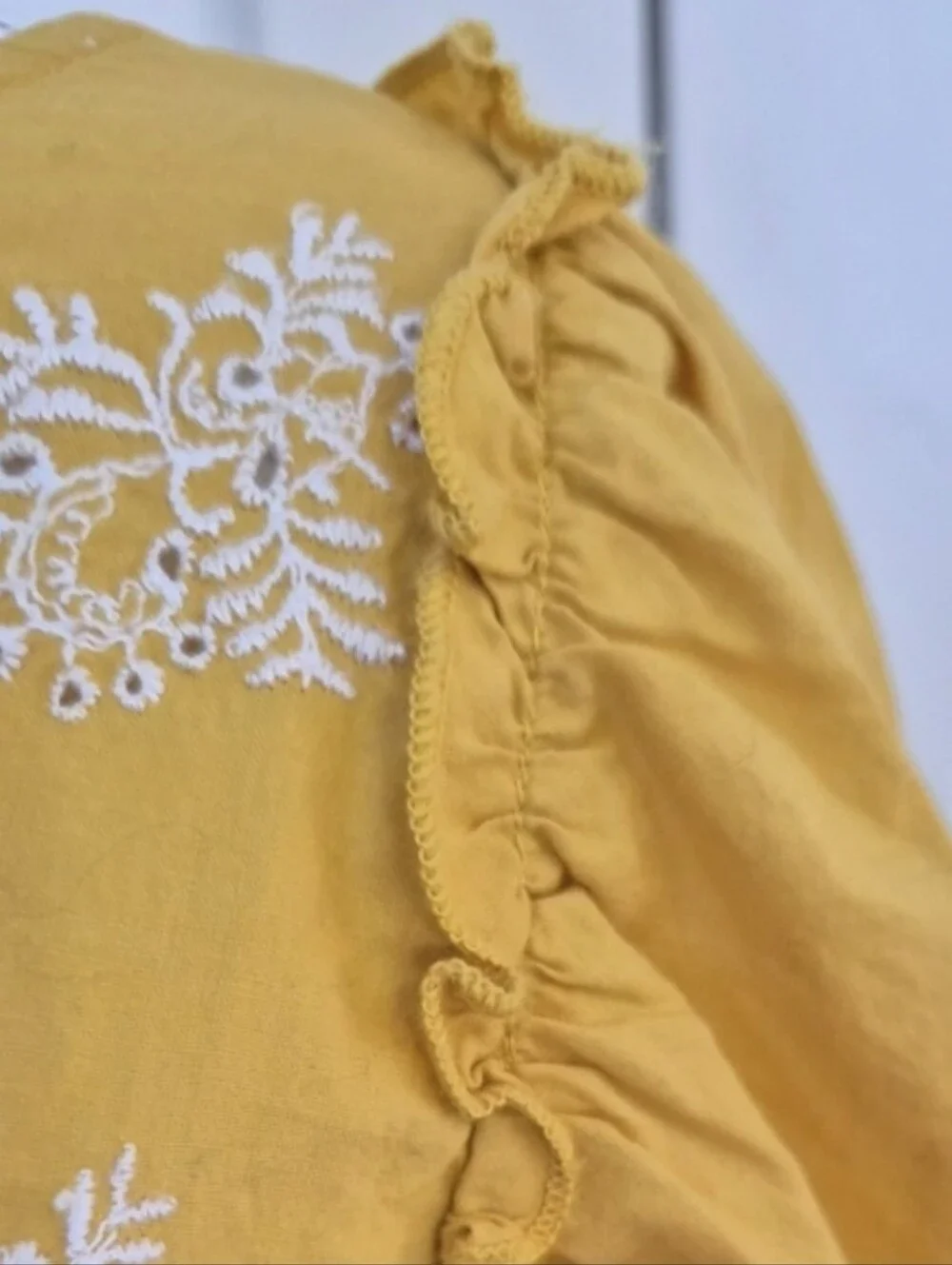 LOFT Cottagecore Romantic Floral Embroidered Puff Sleeve Peasant Blouse L